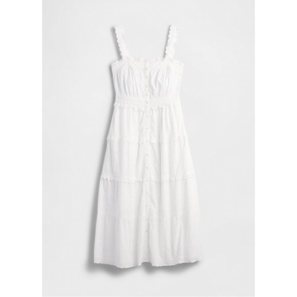 NWT Gap × DÔEN White Eyelet Midi Dress - Medium - Picture 7 of 8